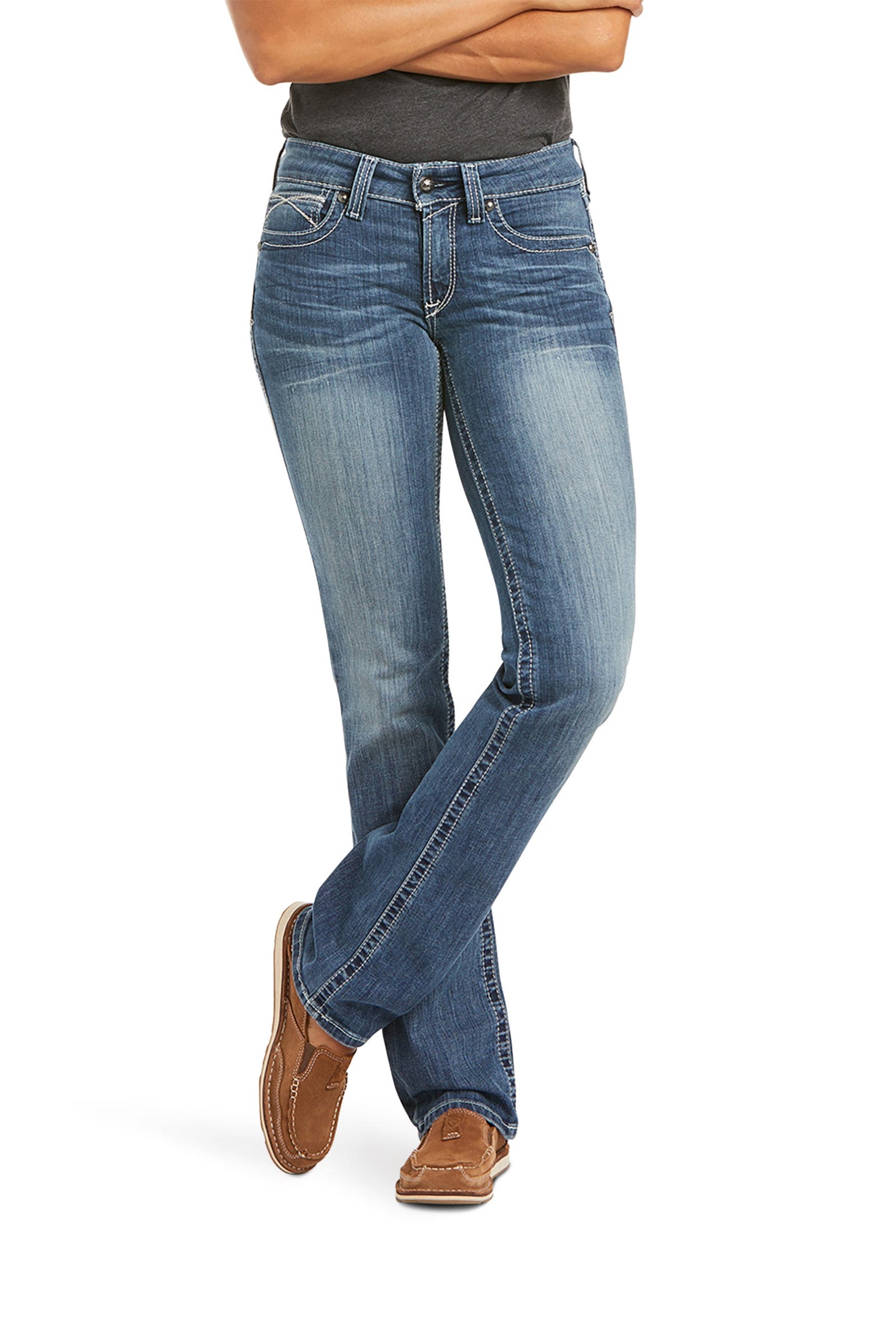 Ariat R.E.A.L. Mid Rise Stretch Icon Stackable Straight Leg Jeans Womens Breeches