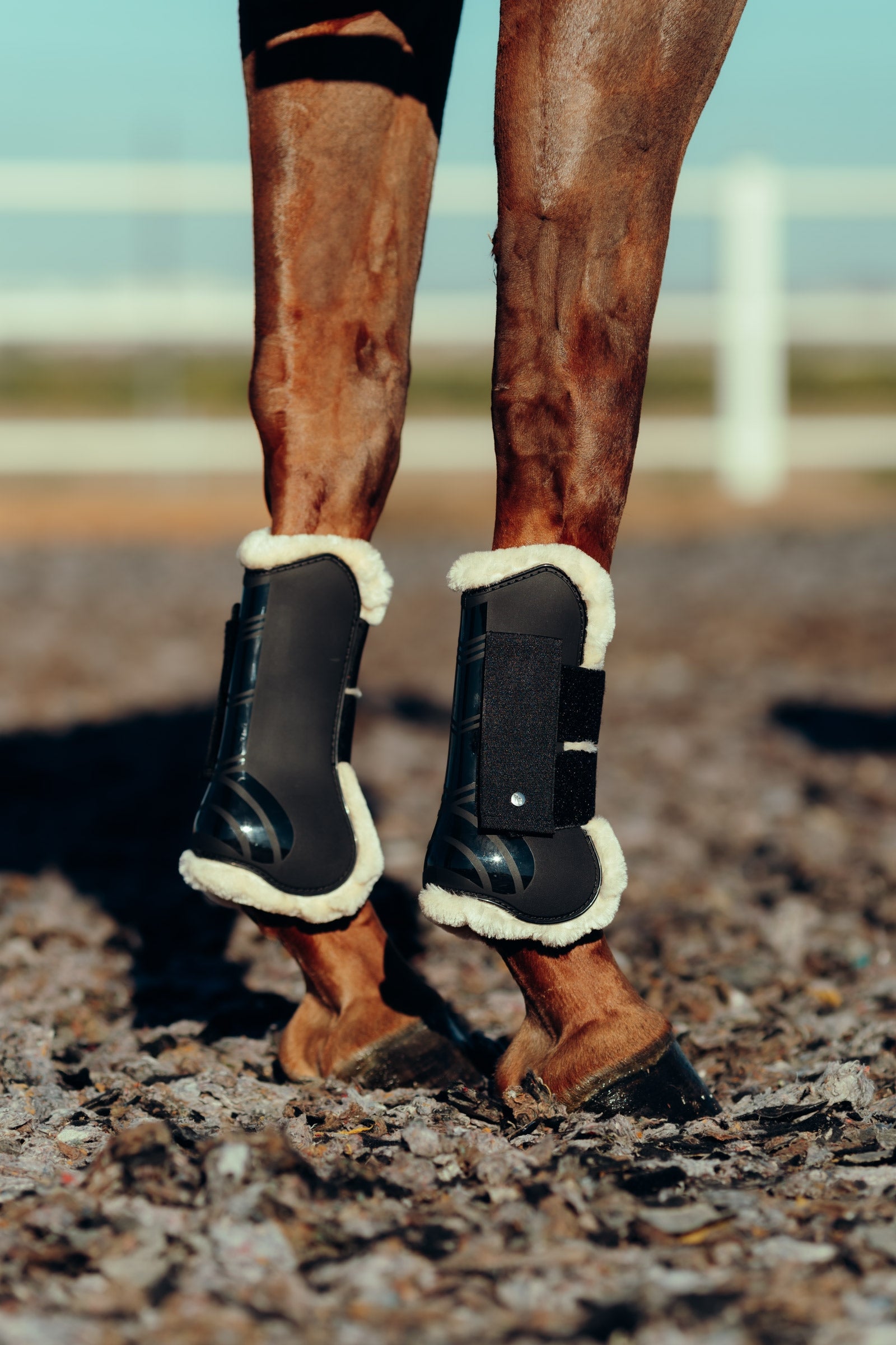 Horze Caliber Tendon Boots with Faux Fur Lining Leg & Hoof Protection