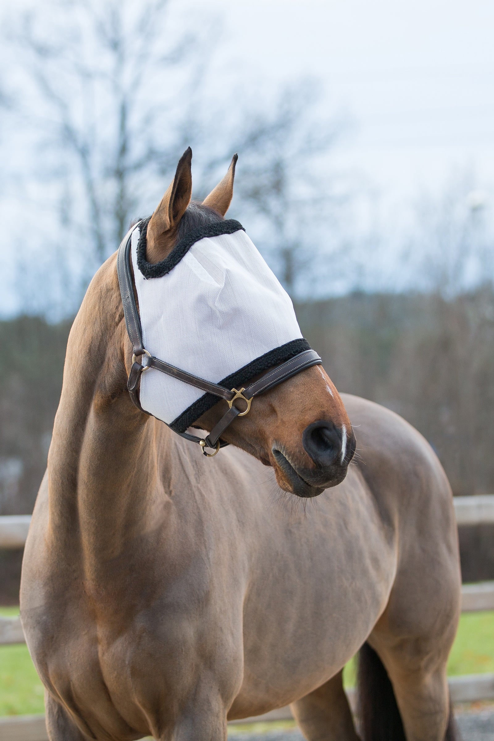 Horze Fly Mask With Mesh And Soft Pile Antifly Protection for Horses
