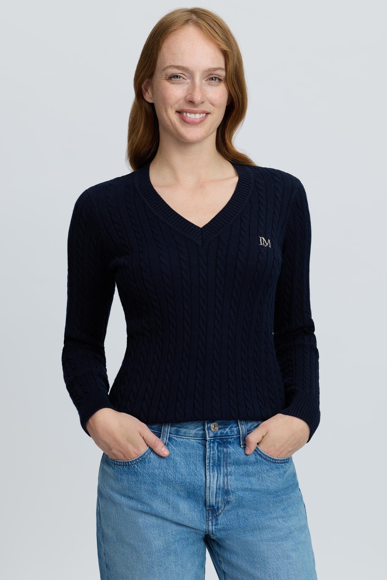 LeMieux Carla Cable Women´s V-Neck Knit Jumper Women’s Riding Clothing