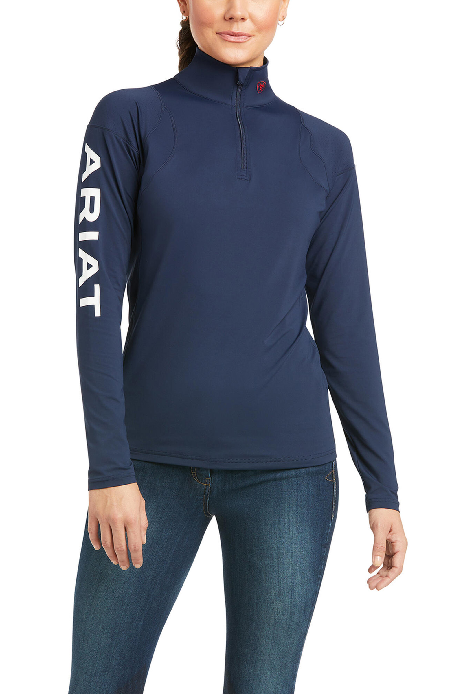 Ariat Ascent Womens Crew Short Sleeve Baselayer - Navy Blue - Clothing from  Oakfield