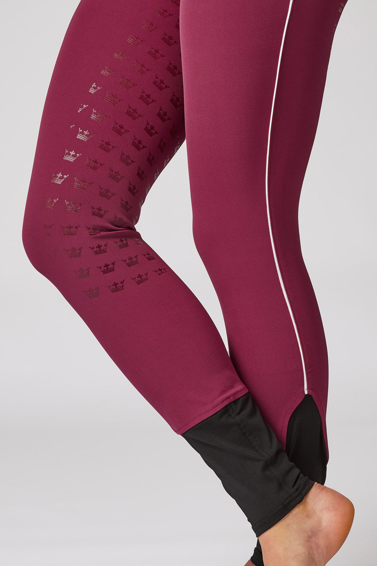 Contrast Piping Detail Leggings - Red