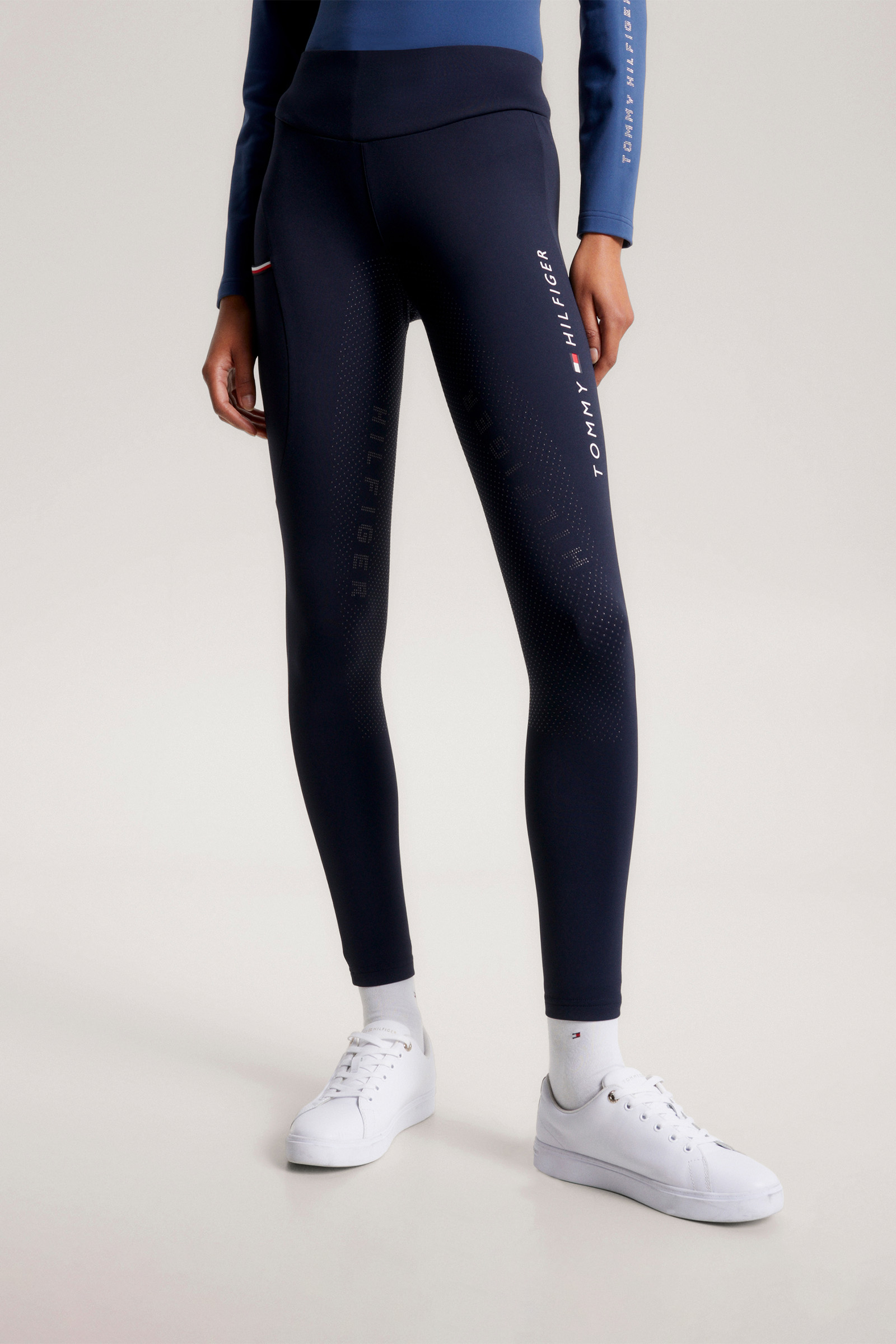 Tommy Hilfiger Women's High Rise Stretch Logo Legging, Navy